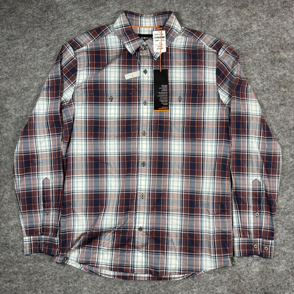 Orvis River Guide 2.0 LS Shirt Mens M Plaid Active Fit UPF 30 Performance
